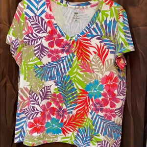 stretch floral multi color regular size top XL